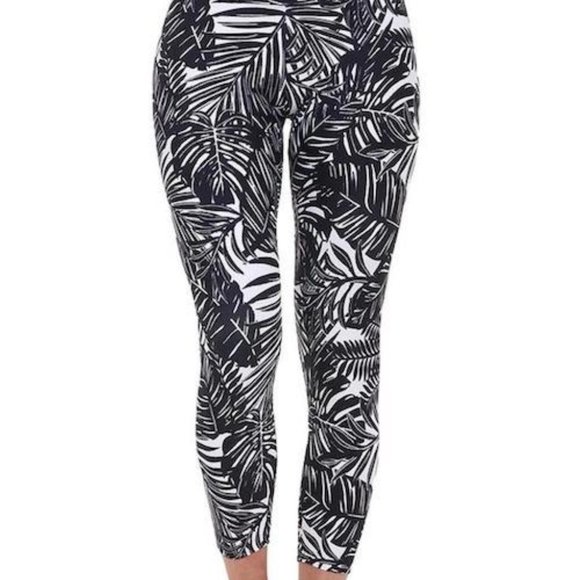 Liquido Pants - Liquido Black White The Palms Legging Size Medium